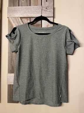 Eddie Bauer Olive Green Short Sleeve Knot-Sleeve Tee